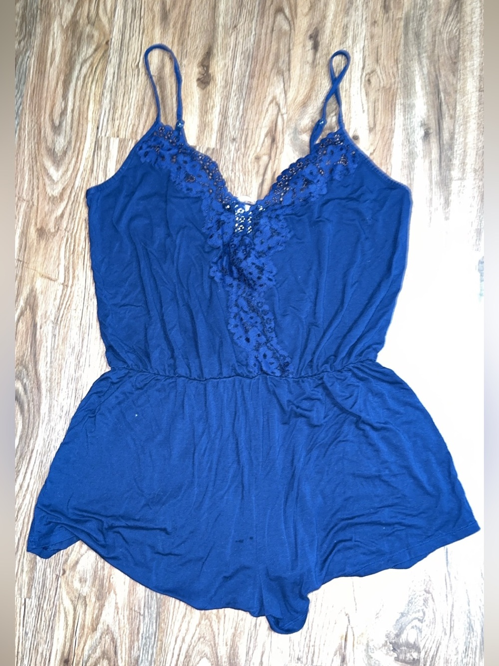 Victoria's Secret Navy Blue Lace Sleep Romper Teddy M